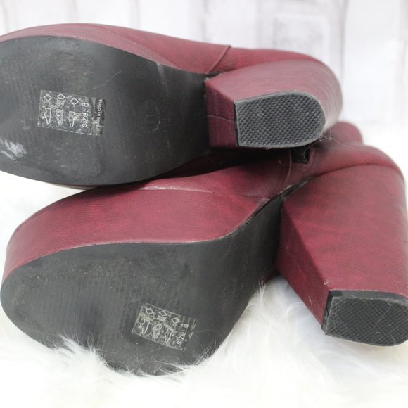 New Michael Antonio Burgundy Platform Bootie - Picture 4 of 6